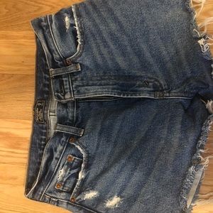 High Rise Medium Wash Denim Shorts Abercrombie and Fitch